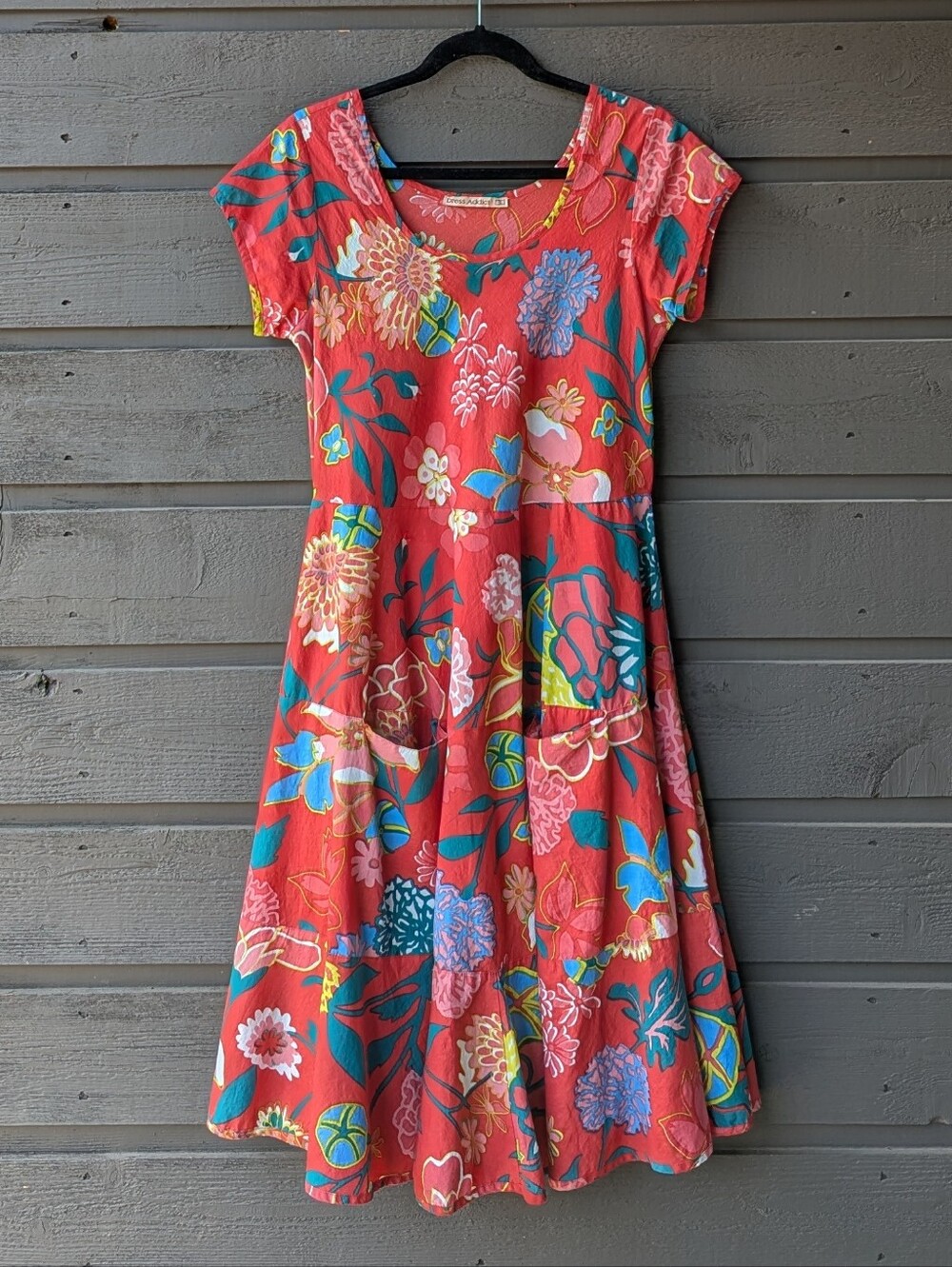 Dress Addict Jade Dress in Red Flower 100% Cotton Size Small Midi